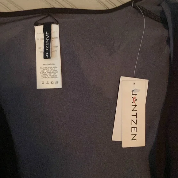 Jantzen 3/4 Sleeve Woven Maxi Duster Cover Up Black Floral Size M - Picture 10 of 15